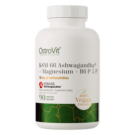 OstroVit KSM-66 Ashwagandha® + Magnézium + B6 P-5-P VEGE 90 kapsúl