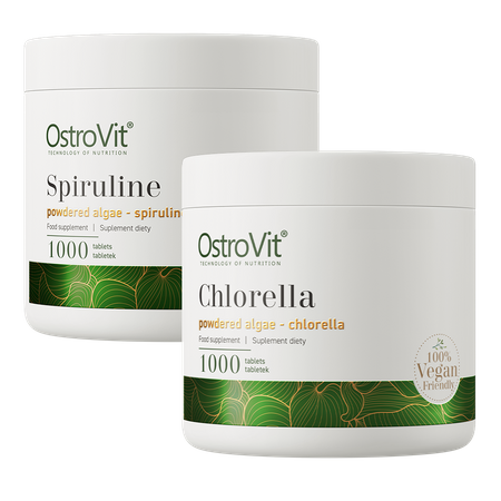OstroVit Chlorella VEGE 1000 tabliet + Spirulina VEGE 1000 tabliet