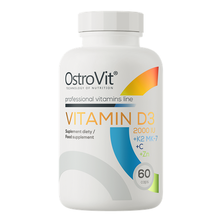 OstroVit Vitamín D3 2000 IU + K2 MK-7 + C + Zn 60 kapsúl